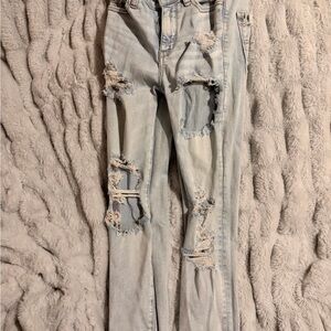 American Eagle Outfitters Light Blue Distressed Skinny Jeans